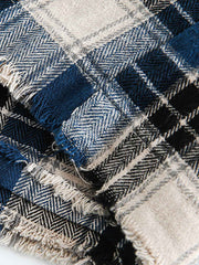 カラーブロックチェック長袖シャツ