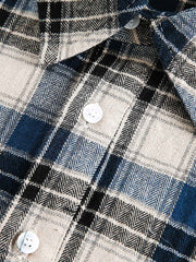 カラーブロックチェック長袖シャツ