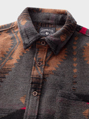 ウォッシュ加工 綿毛織り エスニック シャツ