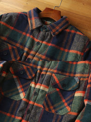 モール撞色チェックシャツ