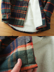 モール撞色チェックシャツ