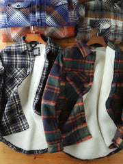 モール撞色チェックシャツ