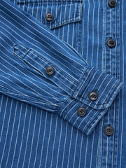 アメカジストライプ柄デニムワークシャツ