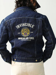 刺繍レッドセルビッジデニムエアフォースジャケット