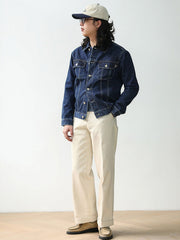 刺繍レッドセルビッジデニムエアフォースジャケット