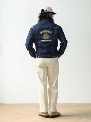 刺繍レッドセルビッジデニムエアフォースジャケット