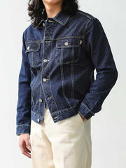 刺繍レッドセルビッジデニムエアフォースジャケット