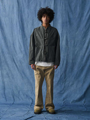 グレーヴィンテージウォッシュ中国風ジャケット