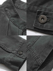 グレーヴィンテージウォッシュ中国風ジャケット