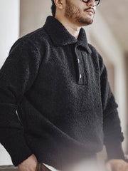 ループヤーン ポロカラー ニットセーター