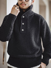 ループヤーン ポロカラー ニットセーター