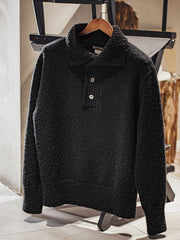 ループヤーン ポロカラー ニットセーター