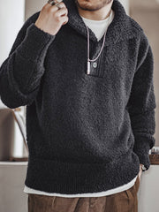 ループヤーン ポロカラー ニットセーター