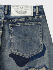 ハンドメイドパッチワークデニムパンツ