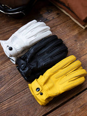 レトロバイク用タッチスクリーン羊革手袋