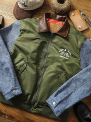 デニム切り替え フライトジャケット