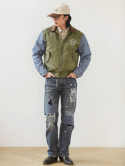 デニム切り替え フライトジャケット