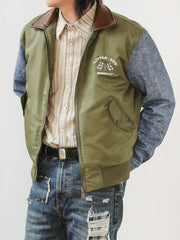 デニム切り替え フライトジャケット