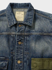 コントラストカラー ポケット デニムジャケット