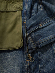 コントラストカラー ポケット デニムジャケット