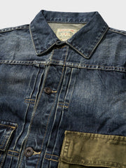 コントラストカラー ポケット デニムジャケット