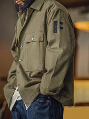 ミリタリー風 ヘリンボーン ワークジャケット