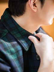 羊毛混紡チェックシャツジャケット