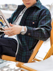 羊毛混紡チェックシャツジャケット