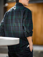 羊毛混紡チェックシャツジャケット