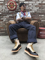 本革 配色切替 バイカーブーツ