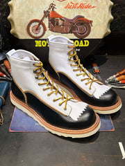 本革 配色切替 バイカーブーツ