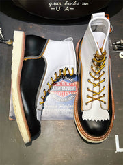 本革 配色切替 バイカーブーツ