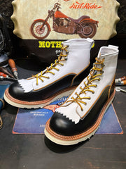 本革 配色切替 バイカーブーツ