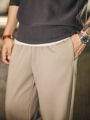 ウエスト ゴム入り混紡 チェック スラックス