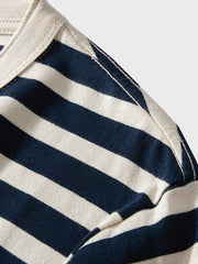 ボーダー柄 ヘンリーネック 長袖Tシャツ