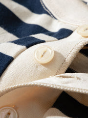 ボーダー柄 ヘンリーネック 長袖Tシャツ