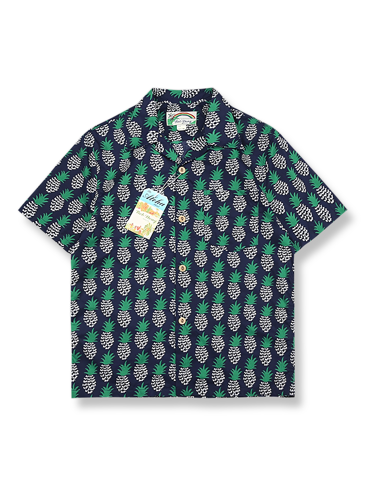 パイナップル柄のハワイアン半袖シャツ