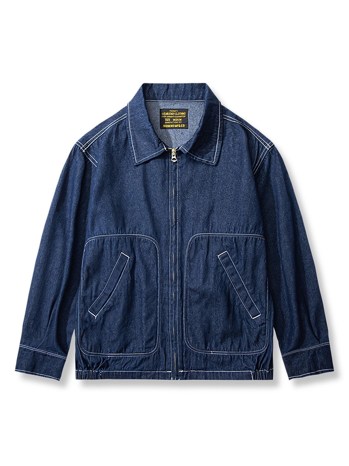 無地のスリムフィットデニムツアージャケット。