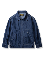 無地のスリムフィットデニムツアージャケット。