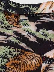 虎柄 黒色アロハシャツ