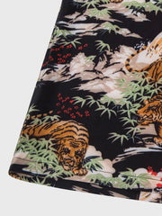 虎柄 黒色アロハシャツ