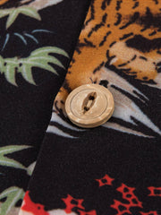 虎柄 黒色アロハシャツ