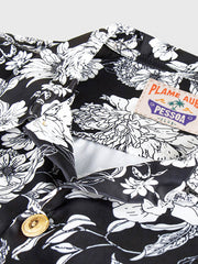 PLAME AUBE|白花柄 黒アロハシャツ