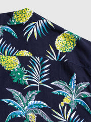PLAME AUBE|パイナップル柄 黒 アロハシャツ