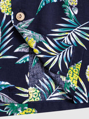 PLAME AUBE|パイナップル柄 黒 アロハシャツ
