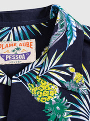 PLAME AUBE|パイナップル柄 黒 アロハシャツ