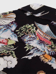 PLAME AUBE|中国風 東洋龍 黒アロハシャツ
