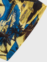 砂浜柄 青色アロハシャツ