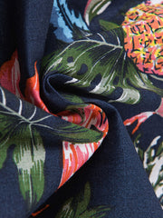 PLAME AUBE|パイナップル花柄 ネイビーアロハシャツ