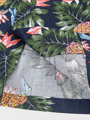 PLAME AUBE|パイナップル花柄 ネイビーアロハシャツ